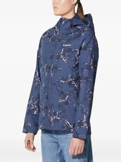 Columbia Pine-print Hooded Jacket In Blue
