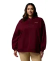 Columbia Plus Size Aldermore Kangaroo Pocket Hoodie In Burgundy