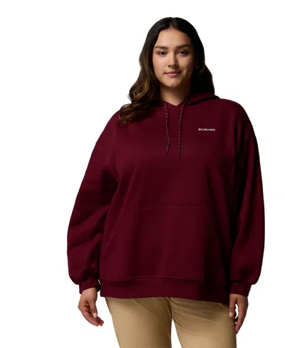 Columbia Plus Size Aldermore Kangaroo Pocket Hoodie In Burgundy