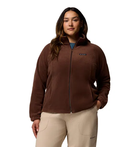 Columbia Plus Size Benton Springs Fleece Long Sleeve Jacket In Brown