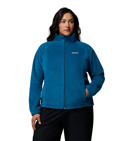 Columbia Plus Size Benton Springs Fleece Long Sleeve Jacket In Blue