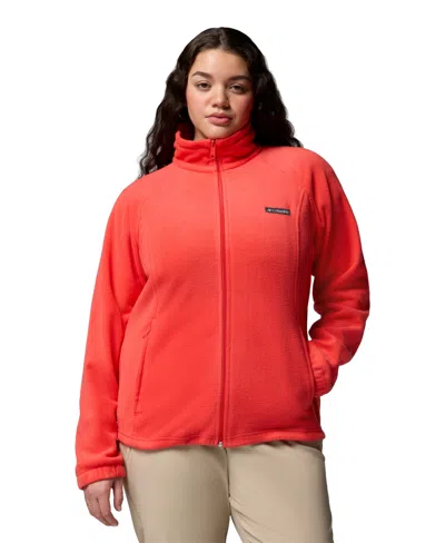 Columbia Plus Size Benton Springs Fleece Long Sleeve Jacket In Red