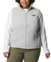 Columbia Plus Size Benton Springs Fleece Vest In Cirrus Gray Heather