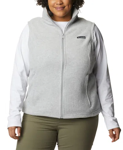 Columbia Plus Size Benton Springs Fleece Vest In Cirrus Gray Heather
