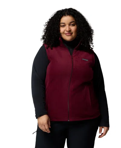 Columbia Plus Size Benton Springs Fleece Vest In Burgundy
