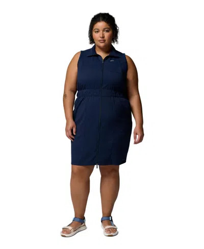 Columbia Plus Size Leslie Falls Collared Active Dress In Blue