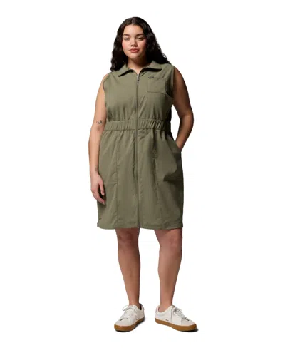Columbia Plus Size Leslie Falls Collared Active Dress In Green