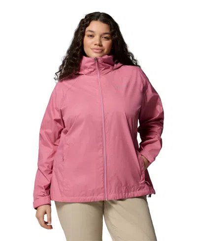 Columbia Plus Size Lightweight Rain Shell Jacket In Pink