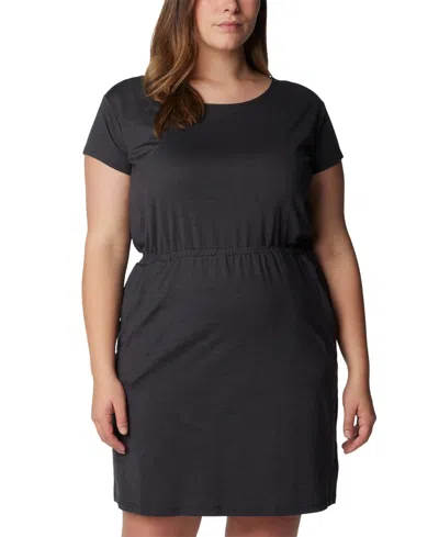 Columbia Plus Size Pacific Haze Short-sleeve T-shirt Dress, Created For Macy's In Black