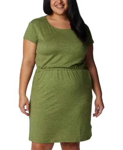 Columbia Plus Size Pacific Haze Short-sleeve T-shirt Dress, Created For Macy's In Canteen