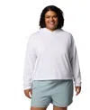 Columbia Plus Size Pfg Solar Stream Long Sleeve Hoodie Top In White