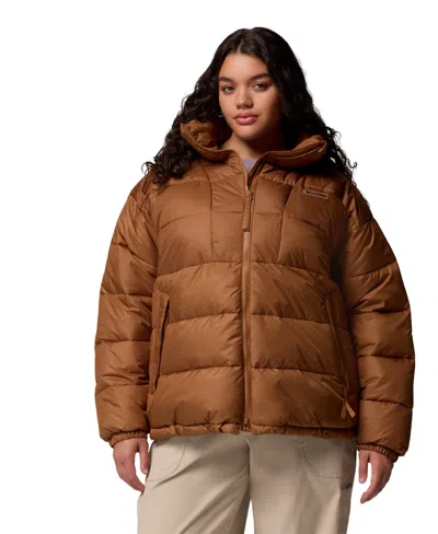 Columbia Plus Size Pike Lake High Collar Puffer Jacket In Brown