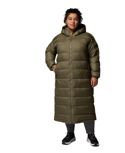 Columbia Plus Size Pike Lake Iii Hooded Puffer Coat In Green