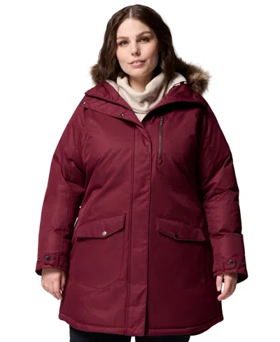 Columbia Plus Size Suttle Mountain Long Insulated Sherpa-lined Jacket In Burgundy