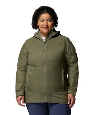 Columbia Plus Size Switchback Lined Long Zipper Jacket In Green