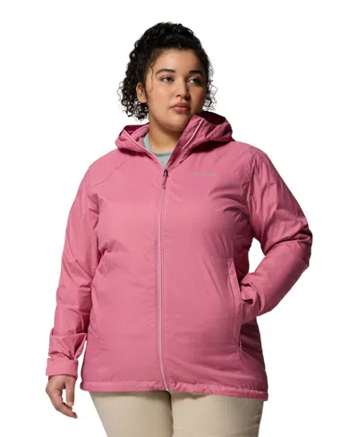 Columbia Plus Size Switchback Lined Long Zipper Jacket In Pink