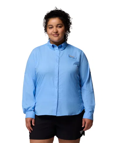 Columbia Plus Size Tamiami Long Sleeve Shirt In Blue