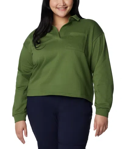 Columbia Plus Size Trek Collared Long-sleeve Top, Created For Macy's In Canteen