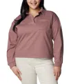 COLUMBIA PLUS SIZE TREK COLLARED LONG-SLEEVE TOP, CREATED FOR MACY'S