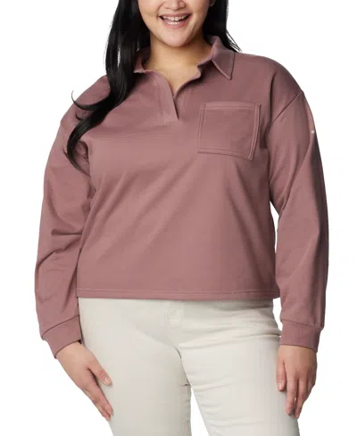Columbia Plus Size Trek Collared Long-sleeve Top, Created For Macy's In Fig