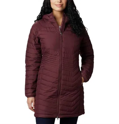 Columbia Powder Lite Mid Quilted Hooded Puffer Jacket In Malbec In Red