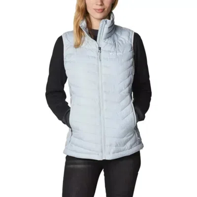 Columbia Powder Lite Puffer Vest Women Cirrus Gray Omni-heat Full Zip Kfc546 In Blue