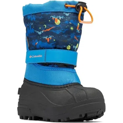Columbia Kids' Powderbug Pl Ii Print Snow Bootsblue Waterproof Zap874 In Blue