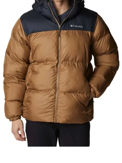 Columbia Puffect Hooded Jacket Man Down Jacket Camel Size Xl Polyester In Delta, Black