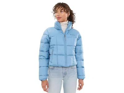 Columbia Puffect Iii Cropped Jacket Women's Coat Rainy Day: Lg, Nylon/polyester In Blue