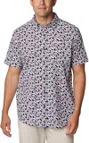 Columbia Rapid Rivers Shirt Men's Navy Floral Short Sleeve Button-down Fts924 In Gray
