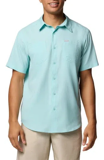 Columbia Red Eagle Lake Omni-wick™ Short Sleeve Button-up Shirt In Blue
