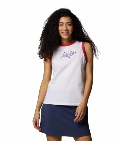 Columbia Rolling Bend Graphic Ringer Tank Top In White