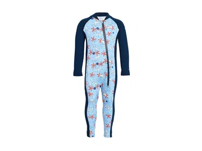 Columbia Sandy Shores Ii Sunsuit (infant) Kid's Jumpsuit & Rompers One Piece Ripple Blue Sharktime/collegiate In Multi