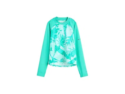 Columbia Sandy Shores Printed Long Sleeve Sunguard (little Kid/big Kid) Kid's Clothing Dolphin Botaniflage/do In Blue
