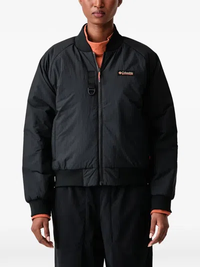 Columbia Sauvie Sky Logo-patch Reversible Bomber Jacket In Black