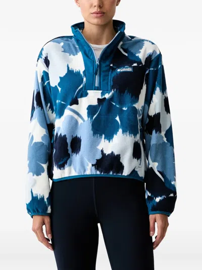 Columbia Sequoia Grove Floral-print Quarter-zip Sweatshirt In Blue