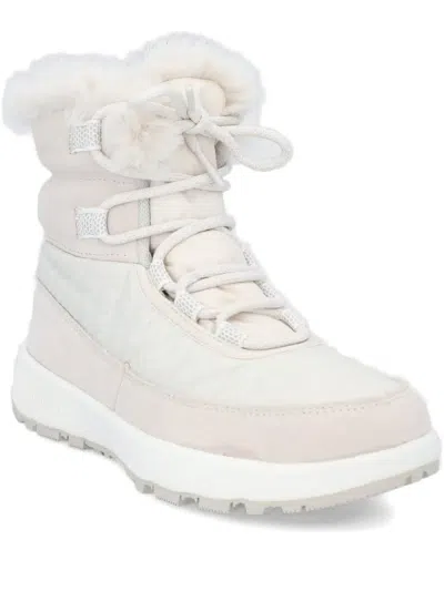 Columbia Shearling-trimmed Lace-up Boots In White