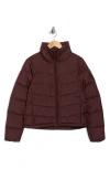 Columbia Shimmer Ridge Cropped Water Repellent Channel Quilted Puffer Jacket In Burgundy