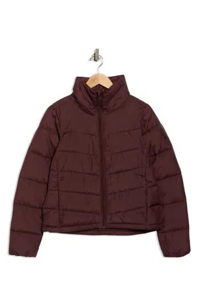 Columbia Shimmer Ridge Cropped Water Repellent Channel Quilted Puffer Jacket In Burgundy