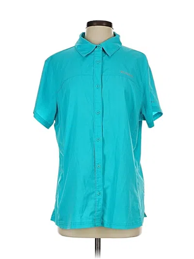 Pre-owned Columbia Short Sleeve Blouse In Blue