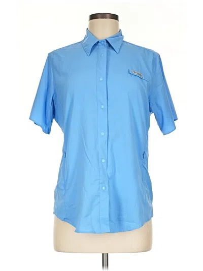 Pre-owned Columbia Short Sleeve Blouse In Blue