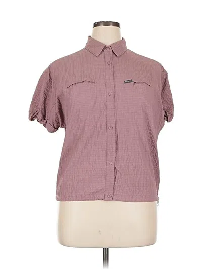 Pre-owned Columbia Short Sleeve Blouse In Burgundy