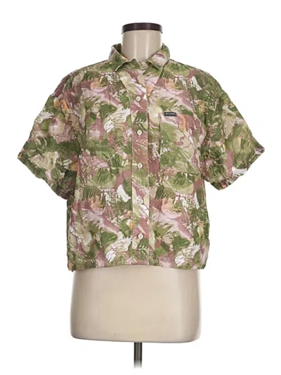 Pre-owned Columbia Short Sleeve Blouse In Green