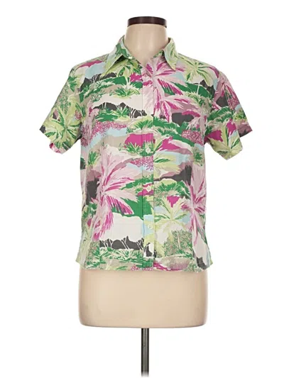Pre-owned Columbia Short Sleeve Blouse In Green