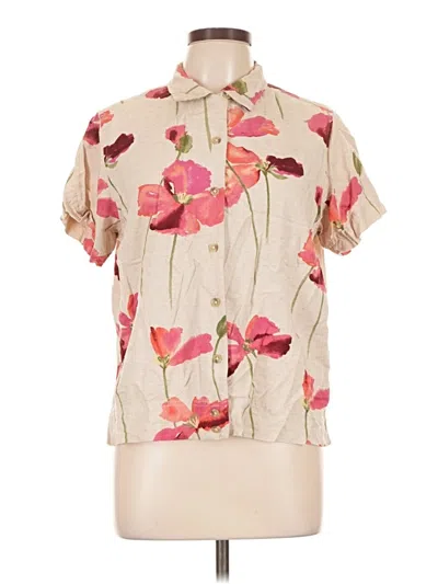 Pre-owned Columbia Short Sleeve Blouse In Ivory