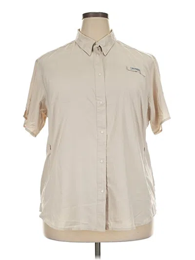 Pre-owned Columbia Short Sleeve Blouse In Tan