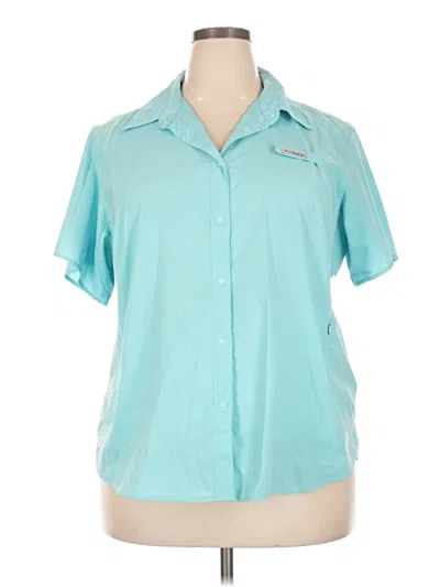 Pre-owned Columbia Short Sleeve Blouse In Teal