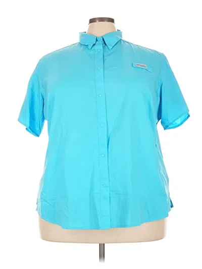 Pre-owned Columbia Short Sleeve Blouse In Teal