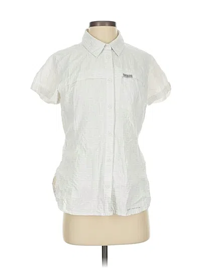 Pre-owned Columbia Short Sleeve Blouse In White