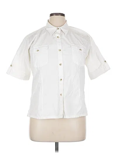 Pre-owned Columbia Short Sleeve Blouse In White